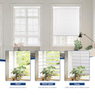 faux wood blinds in white with adjustable slats for light control and privacy.