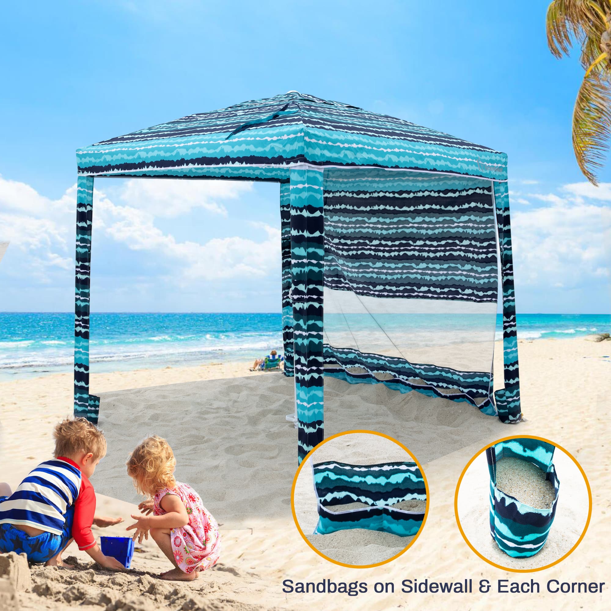 6ft Detachable Sidewall With Carry Bag Beach Cabana Tent Grandekor