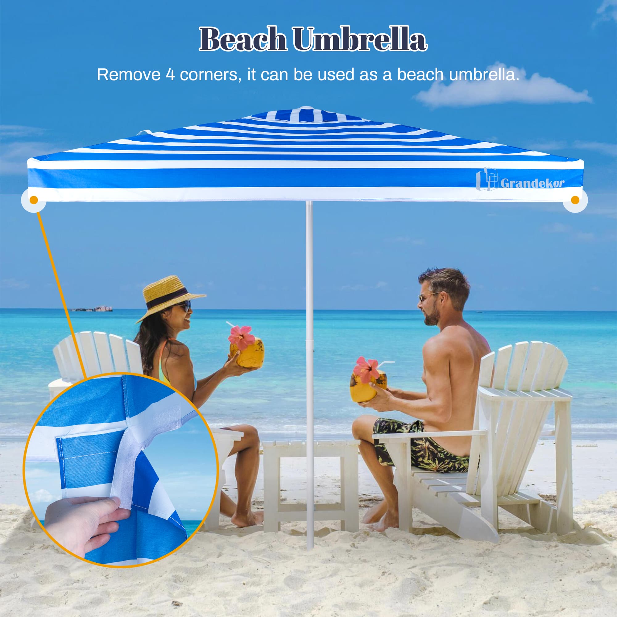 6ft Detachable Sidewall With Carry Bag Beach Cabana Tent Grandekor
