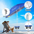 Grandekor sturdy beach umbrella with table and a hook, built-in a tilt mechanism to adjust the angle of the shade.