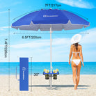 Grandekor 7 foot beach umbrella with carry bag and stowable beverage table