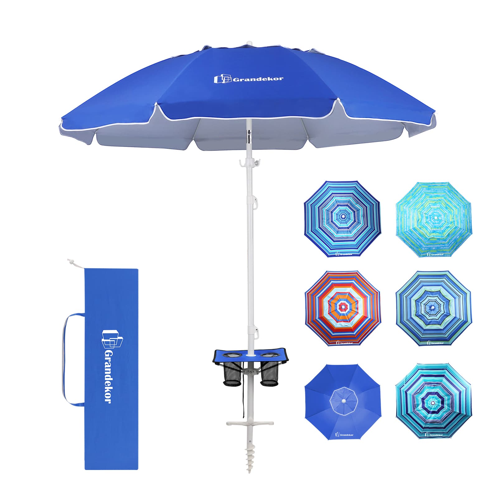 Grandekor windproof beach umbrella with carry bag