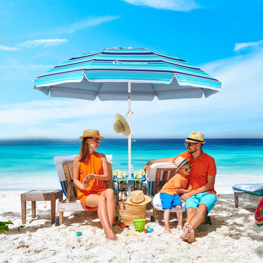 Grandekor Travel Beach Umbrella: Portable Shade with Built-in Table