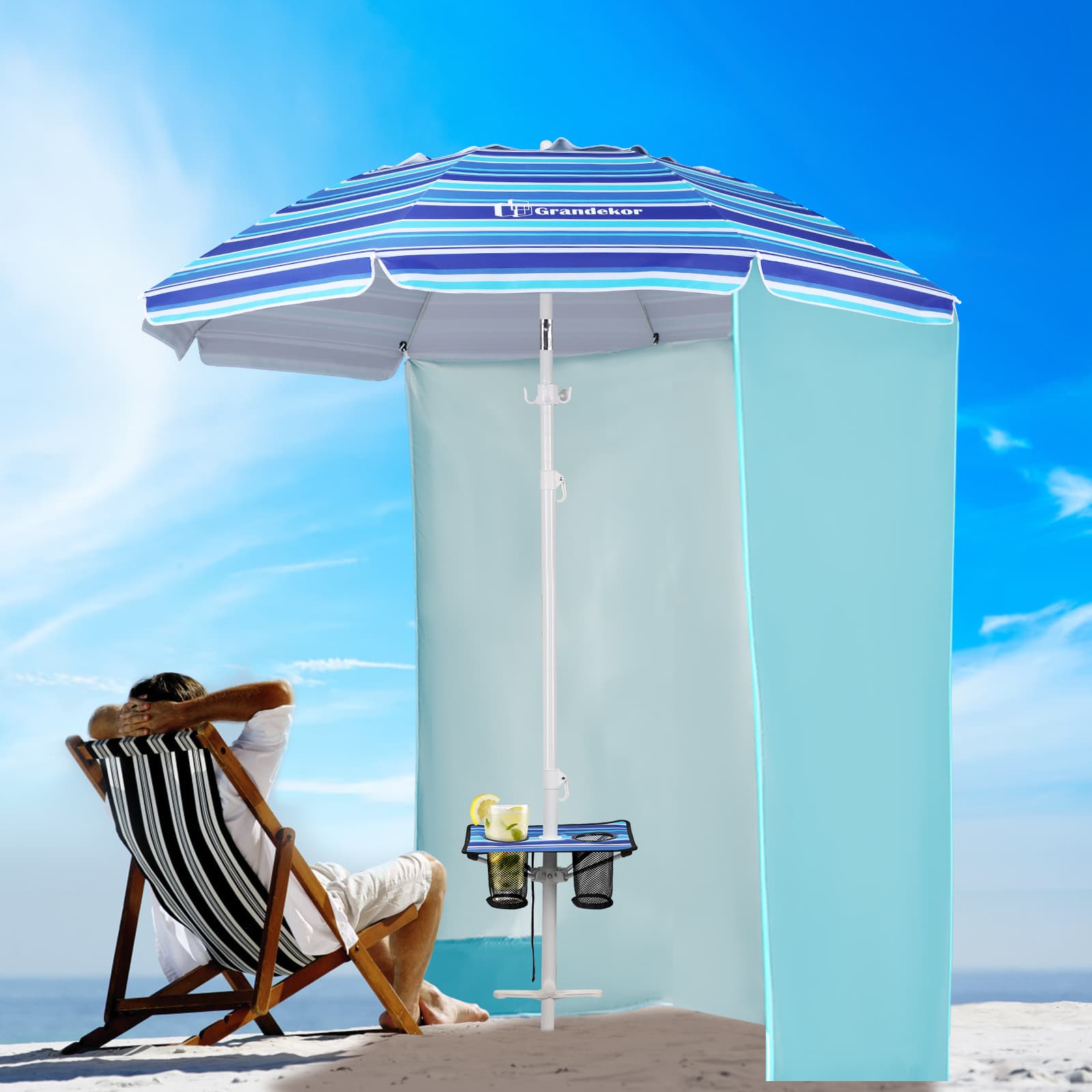 Grandekor beach umbrella in sand