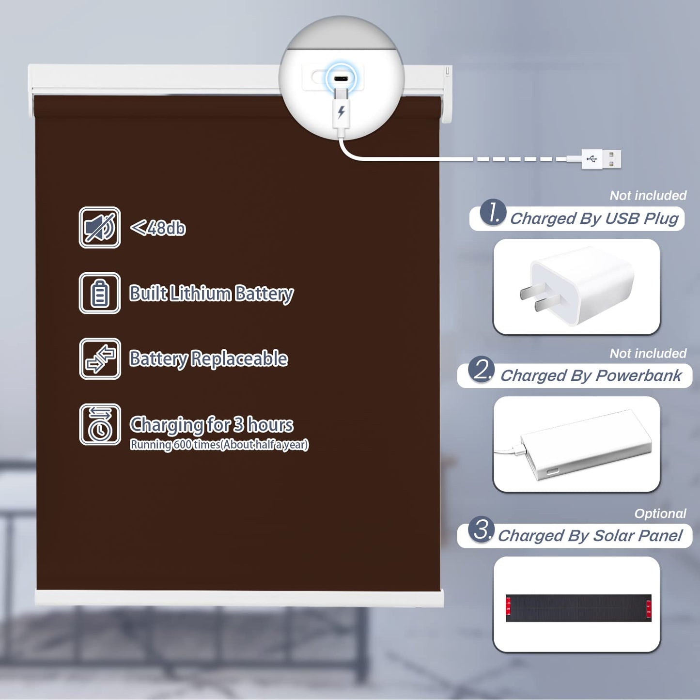 Motorized | Light Filtering | Rechargeable | Roller Shades | Customizable