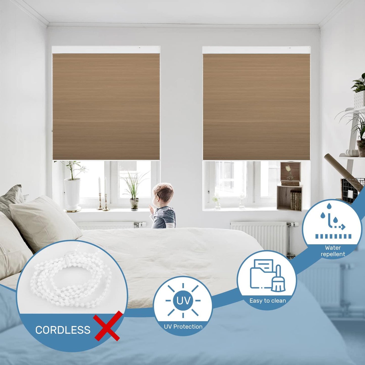 motorized light blocking honeycomb shades with remote control