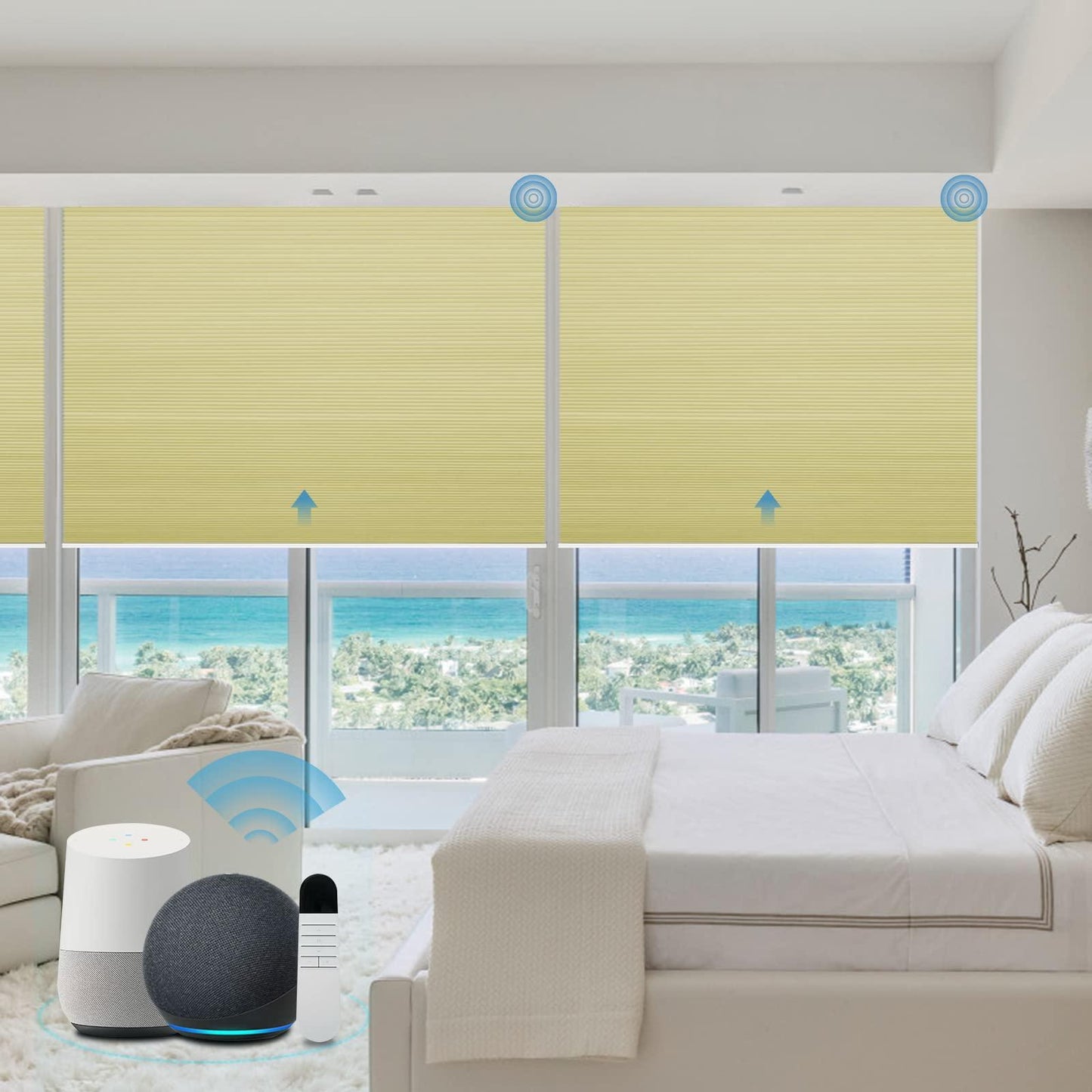 motorized light blocking honeycomb shades with remote control