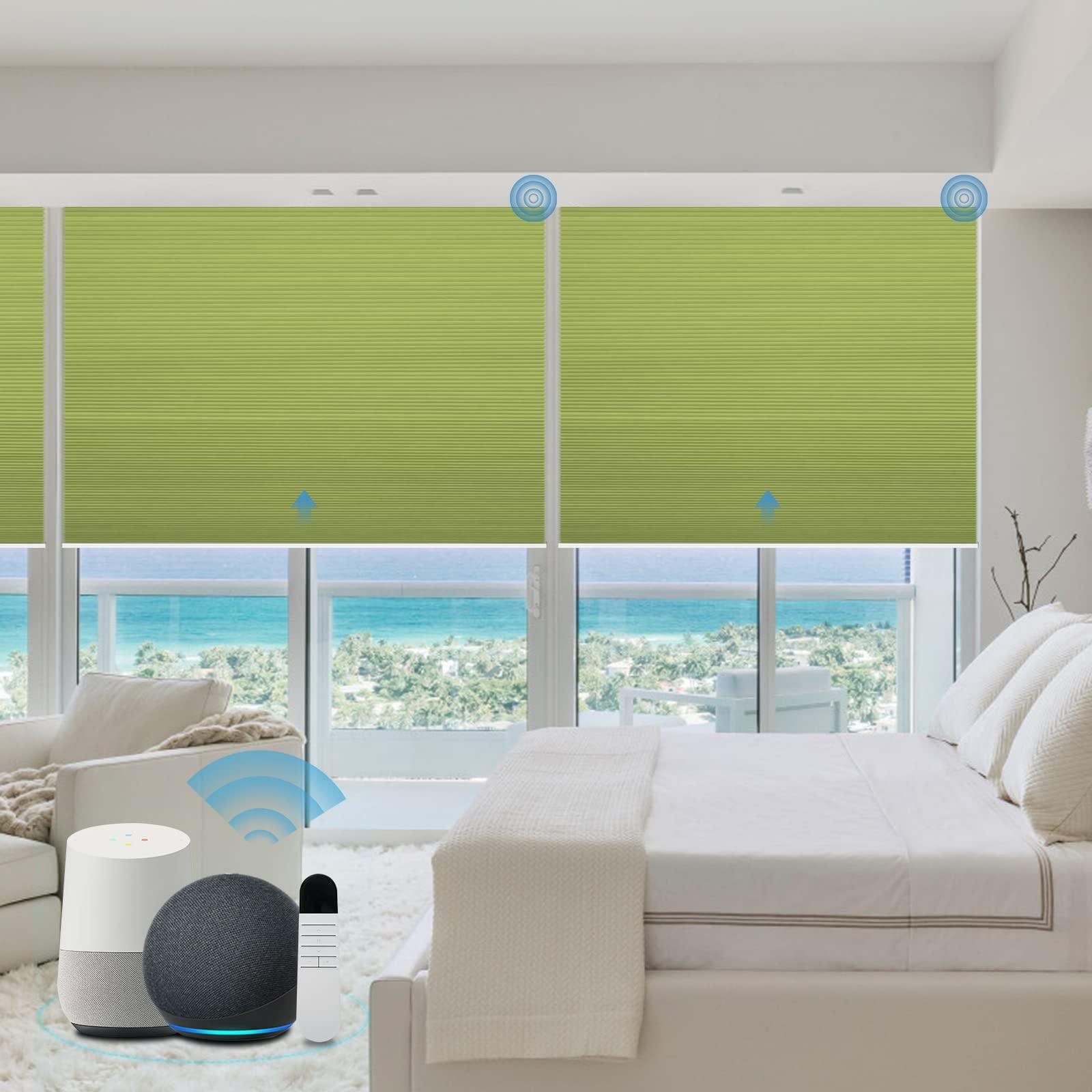 Motorized cellular shades remote and alexa controlled blinds