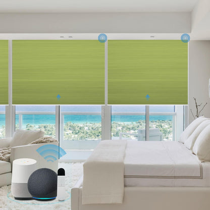 Motorized cellular shades remote and alexa controlled blinds