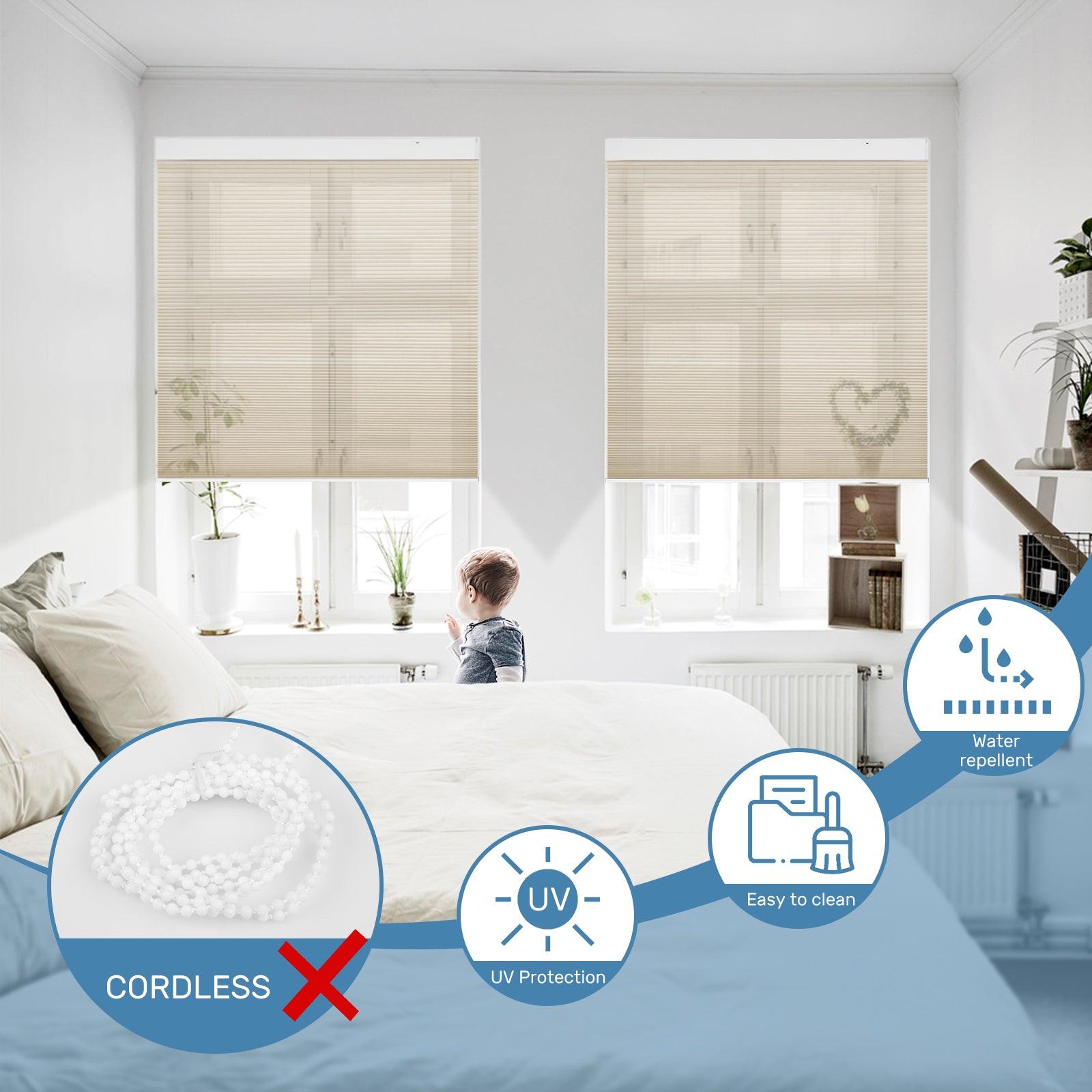 motorized light filtering honeycomb shades with alexa control