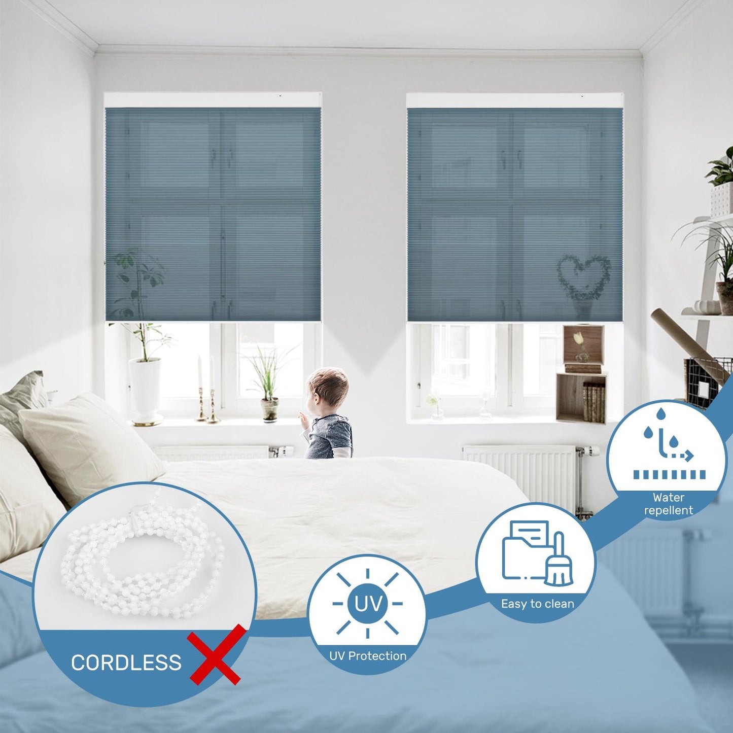 motorized light filtering honeycomb shades with alexa control