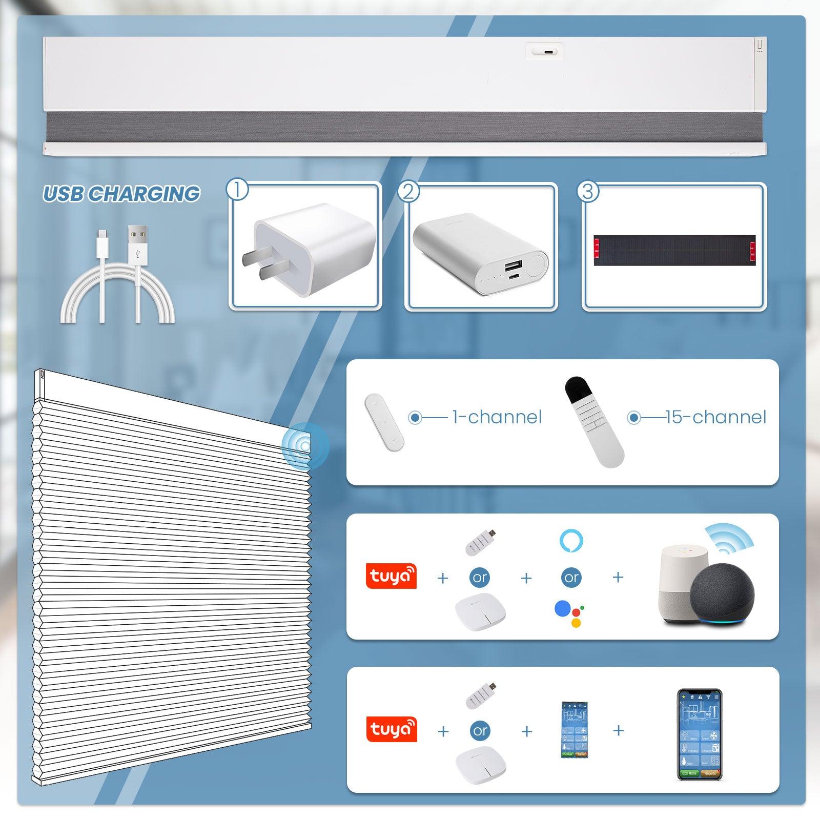 motorized light filtering honeycomb shades with alexa control