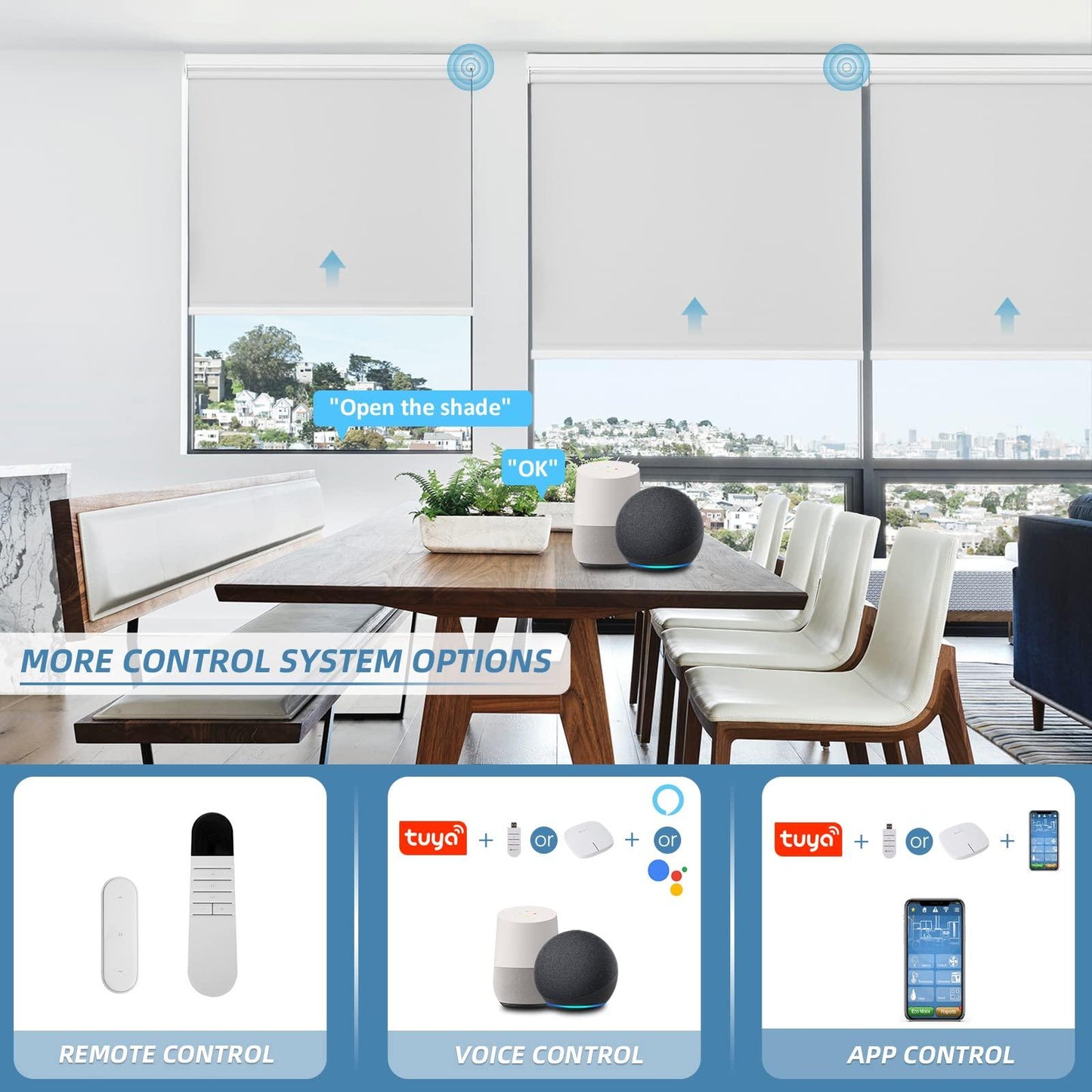 blinds with remote control, smart voice control and App control