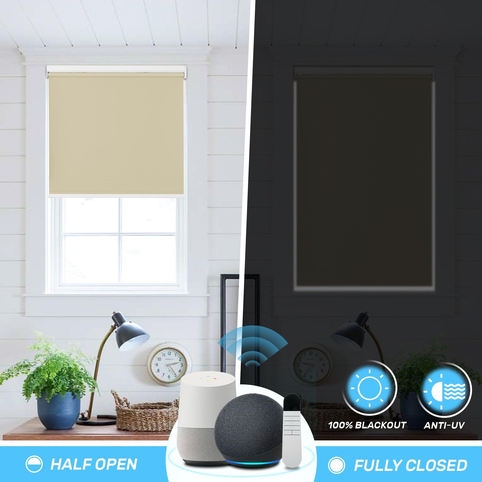 light blocking roller shades with smart control