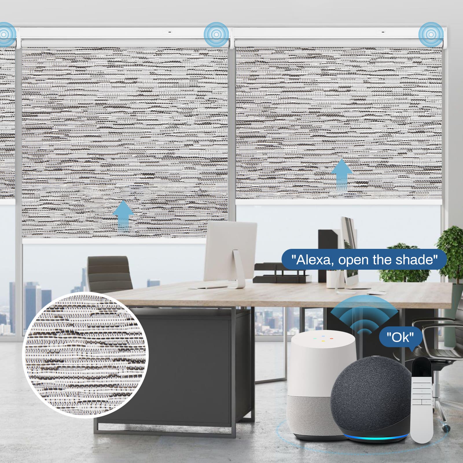 motorized textured window shades blackout with smart control