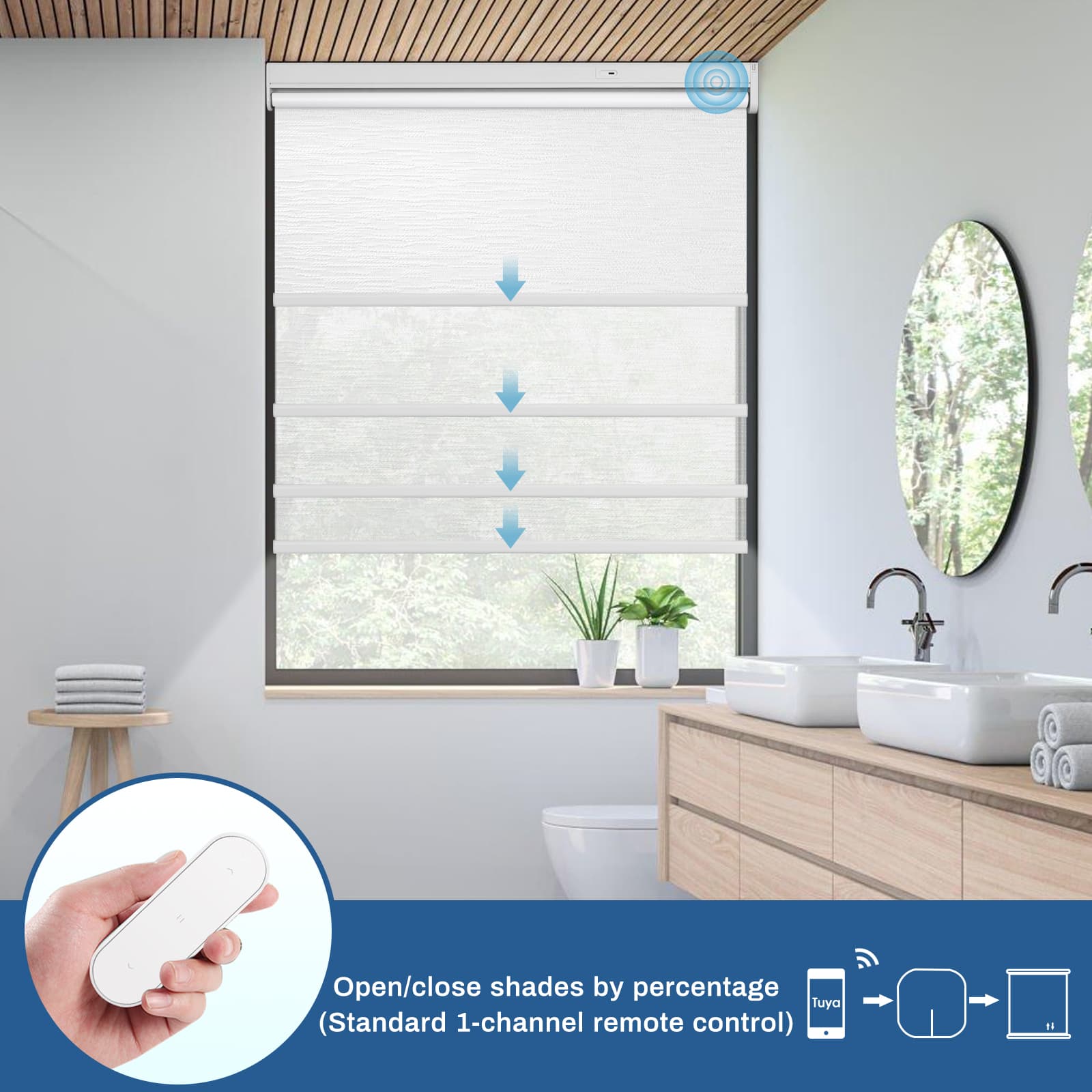 motorized textured window shades with smart control