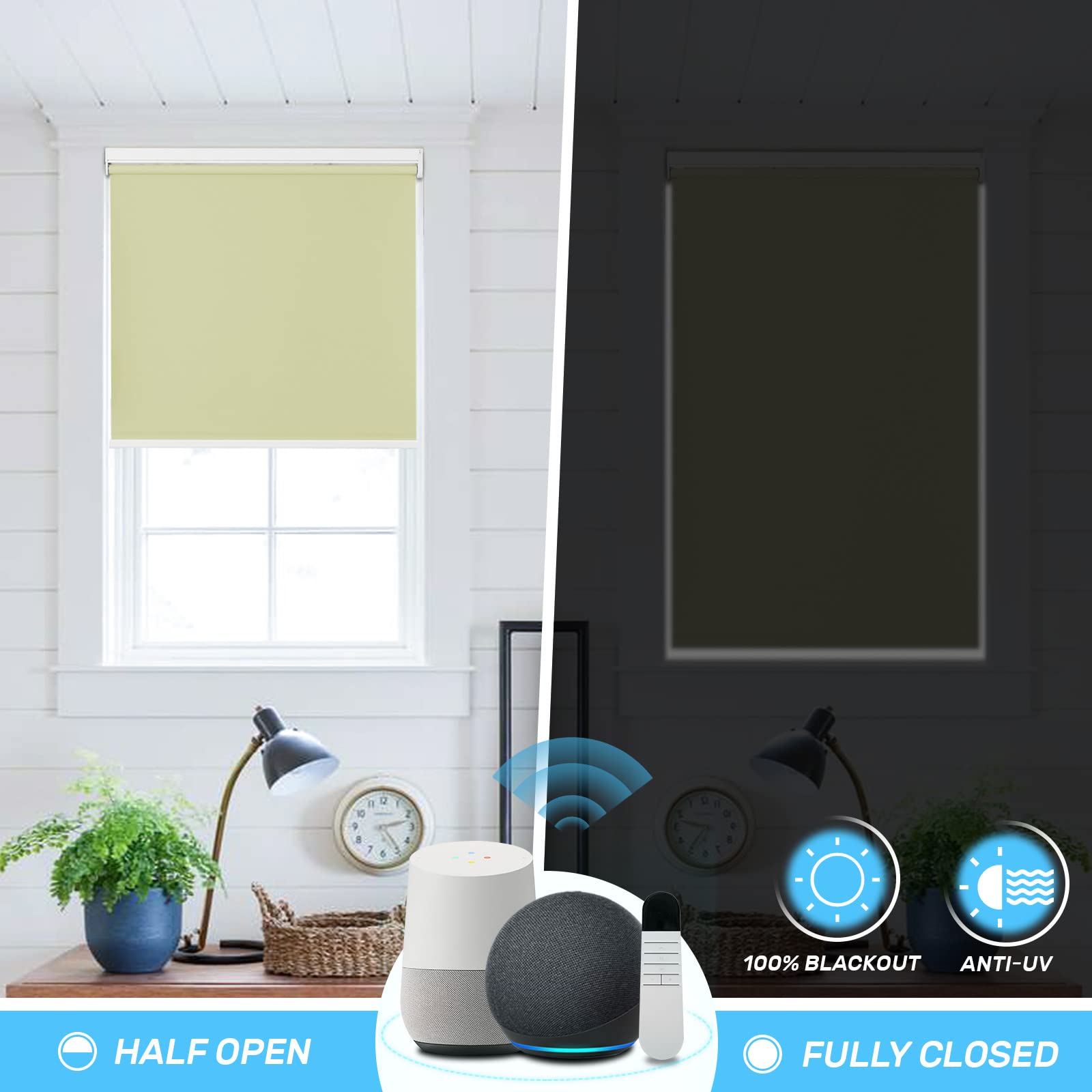 custom cordless blackout shades with smart control